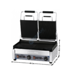 Machine à panini double avec minuteur mixte Premium | CGP2HRBLPT | CASSELIN