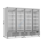 Armoire vitrée 4 portes battantes 2025 Litres - BLANC | 74552210 | COMBISTEEL