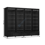 Armoire vitrée 4 portes battantes 2025 Litres - NOIR | 74552240 | COMBISTEEL