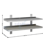 Étagère murale double sur crémaillère 60x30cm | THWBS2R63 | SKYRAINBOW