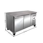 Meuble pâtissier réfrigérée avec plan de travail en granit - 2 portes pleines 400x600 | TP2GAC | ATLAS COLD