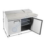 Meuble à pizza réfrigérée - 2 portes pleines 604x651 - 9 x GN1/3 | MPF8202GR+018202AJ04 | ATOSA
