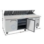 Meuble à pizza réfrigérée - 3 portes pleines 604x651 - 12 x GN1/3 | MPF8203GR+018203AJ01 | ATOSA