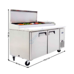 Meuble saladette réfrigérée - 2 portes pleines 604x651 - 9 x GN1/3 | MPF8202GR | ATOSA
