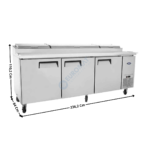 Meuble saladette réfrigérée - 3 portes pleines 604x651 - 12 x GN1/3 | MPF8203GR | ATOSA