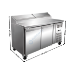 Meuble saladette réfrigérée - 2 portes pleines GN1/1 - 6 x GN1/3 | SH2000700AC | ATLAS COLD