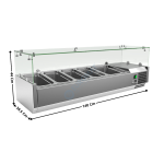Vitrinette réfrigérée 140cm - 4 x GN1/3 + 1 x GN1/2 | VRX1438AC | ATLAS COLD