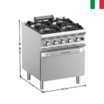 Fourneau 4 zones TXL avec four gaz statique DOMINA 700 MAX | FB77FGXL | MBM ITALY