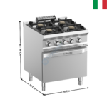 Fourneau 4 zones TXL avec four élec ventilé DOMINA 700 MAX | FB77FEVXL | MBM ITALY