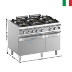 Fourneau 6 zones TXL avec four gaz statique DOMINA 700 MAX | FB711AFGXL | MBM ITALY