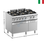 Fourneau 6 zones TXL avec four élec statique DOMINA 700 MAX | FB711AFEXL | MBM ITALY