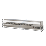 Vitrinette L. 225cm - 10 x GN1/4 H. 150mm | EI22514 | CORECO