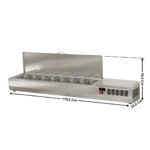 Vitrinette L. 180cm - 8 x GN1/4 H. 150mm | EI180T14 | CORECO