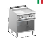 Plaque 2 zones 1/2 rainurée acier gaz DOMINA 700 MAX | FTBG77ALR | MBM ITALY
