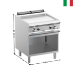 Plaque 2 zones rainurée acier gaz DOMINA 700 MAX | FTBG77AR | MBM ITALY