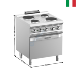Fourneau 4 zones Rondes sur four statique DOMINA 700 MAX | PR77FE | MBM ITALY