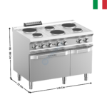 Fourneau 6 zones Rondes sur four statique DOMINA 700 MAX | PR711FE | MBM ITALY