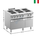 Fourneau 6 zones Carrées sur four statique DOMINA 700 MAX | PQ711FE | MBM ITALY