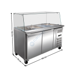 Saladette réfrigérée vitrée - 2 portes pleines TOP - 4 x GN1/1 | CB2100GTAC | ATLAS COLD