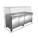 Saladette réfrigérée vitrée - 3 portes pleines TOP - 5 x GN1/1 | CB3100GTAC | ATLAS COLD