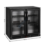 Arrière de bar noir - 2 portes vitrées battantes 186 L. | LG198H | CUISTANCE