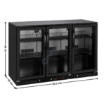 Arrière de bar noir - 3 portes vitrées battantes 280 L. | LG320H | CUISTANCE