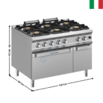 Fourneau 6 zones avec four gaz XXL - DOMINA 900 PRO | FB912AFGXXL | MBM ITALY