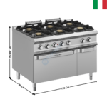 Fourneau 6 zones avec four électrique XXL - DOMINA 900 PRO | FB912AFEXXL | MBM ITALY
