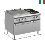 Plaque coup de feu + 2 feux vifs avec four gaz XL - DOMINA 900 PRO | TPG912FGXL | MBM ITALY