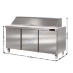 Saladette réfrigérée à couvercle 3 portes 600x400 - 27 x GN1/6 - Gamme américaine | SDTP7227 | CORECO