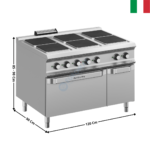 Fourneau 6 zones carrés sur four électrique - DOMINA 900 PRO | PQ912AFE | MBM ITALY