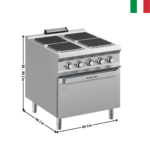 Fourneau 4 zones carrés sur four électrique - DOMINA 900 PRO | PQ98FE | MBM ITALY