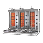 Machine à Kebab 4+4+4 zones HP Gaz - Premium Series | 3XRSMUGD4 | POTIS
