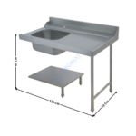 Table d'entrée à droite avec bac pour Lave-Vaisselle à Capot MBM - 120 Cm | AAL0122 | MBM