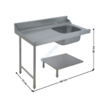 Table d'entrée à gauche avec bac pour Lave-Vaisselle à Capot MBM - 150 Cm | AAL0125 | MBM