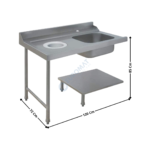 Table d'entrée à gauche avec bac et VO pour Lave-Vaisselle à Capot MBM - 120 Cm | AAL0128 | MBM