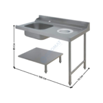 Table d'entrée à droite avec bac et VO pour Lave-Vaisselle à Capot MBM - 150 Cm | AAL0127 | MBM
