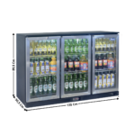 Arrière de bar noir - 3 portes vitrées battantes 320 L. | BDS310 | ATOSA