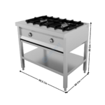 Fourneau 2 feux vifs gaz sur support | 70030905 | COMBISTEEL