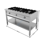 Fourneau 3 feux vifs gaz sur support | 70030910 | COMBISTEEL
