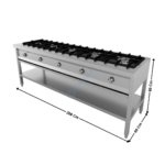 Fourneau 5 feux vifs gaz sur support | 70030920 | COMBISTEEL