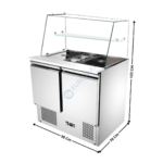Saladette réfrigérée vitrée - 2 portes pleines GN1/1 - 2 x GN1/1 + 3 x GN1/6 | THS900VG | SKYRAINBOW