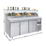 Saladette réfrigérée vitrée - 3 portes pleines 400x600 - 10 x GN1/3 | BMN210WAC | ATLAS COLD