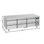 Soubassement réfrigérée PRO LINE - 6 tiroirs GN1/1 | UGN3AC | ATLAS COLD
