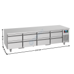 Soubassement réfrigérée PRO LINE - 8 tiroirs GN1/1 | UGN4AC | ATLAS COLD
