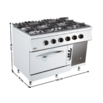 Cuisinière 6 zones sur four gaz - Série ECO | 71780420 | COMBISTEEL