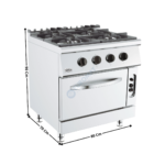 Cuisinière 4 zones sur four gaz - Série ECO | 71780415 | COMBISTEEL