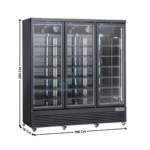 Congélateur vitrée 3 portes battante 1450 Litres - NOIR - Ligne GMS | RFG1900B | COOL HEAD