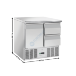 Meuble réfrigérée 2 tiroirs GN1/1 + 1 porte GN1/1 | CRD92A | COOL HEAD