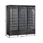 Armoire vitrée 3 portes battante 1664 Litres - NOIR - Ligne GMS | RCG1900B | COOL HEAD